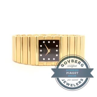 Armbanduhr Piaget Gelbgold Polo 18kt Quarz Uhr Ziffernblatt Schwarz Diamant Bild