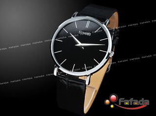 Sinobi Schwarz Damenuhr Herren Armbanduhr Herrenuhr Quarz Uhr Slim Design Bild