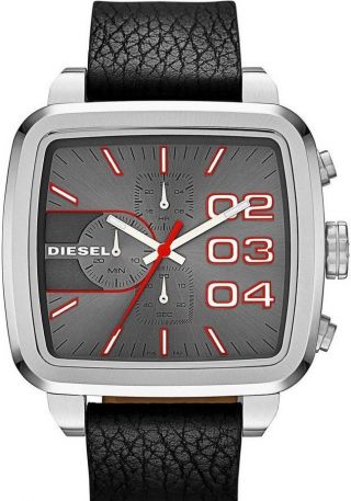 Diesel Schwarz Lederband Herren Neue Uhr Dz4304 