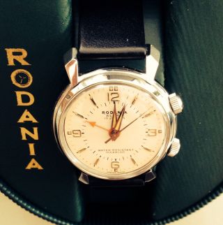 Rodania Alarm - Edelstahl - Cal.  As 1475 - Rare Vintage Wristwatch Bild