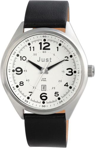 Just Uhr Herrenuhr 48 - S1231 - Wh Lederarmband Datum Armbanduhr Bild