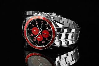 Just Uhr Chronograph Herrenuhr 48 - S1230 - Rd Armbanduhr Silber Rot Bild