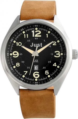 Just Herrenuhr Uhr Armbanduhr 48 - S1231 - Bk Hellbraun Schwarz Datum Bild