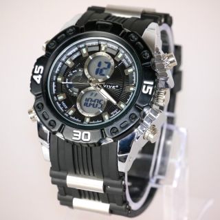 Herren Vive Armband Uhr Hartplastik Schwarz Watch Analog Digital Quarz 77 Bild
