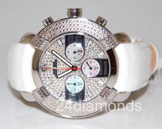 Diamant - Chronograph Für Herren Aqua Master,  Rund,  Fliesen - Design,  Weißes Leder Bild