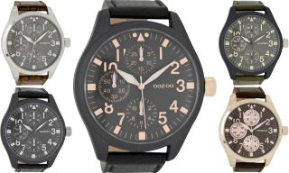 Oozoo Xxl Herren Uhr Lederband 51mm Verschiedene Farben 6050 Bild