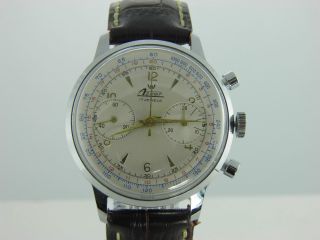 Azhar Schweiz Vintage Chronograph Herren Uhr Landeron 48 1950 ' S Bild