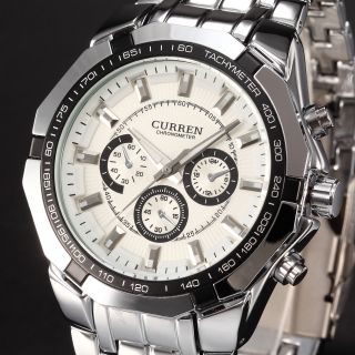 Curren Luxus Armbanduhr Edelstahl Quarzuhr Herrenuhr Sportuhr Chronograph Bild