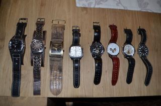 8 Uhren Sammlung Retro,  Fliegeruhr,  Chronographen (fossil,  Calvaneo,  Guess Usw. ) Bild