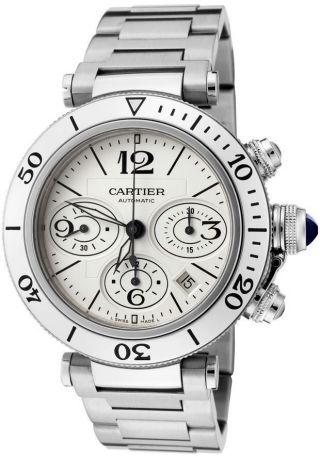 Cartier Pasha W31089m7 Seatimer Herren Uhr 40mm Stahl Chronograph Bild