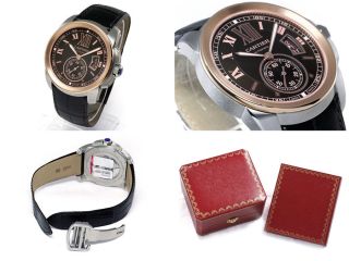 Armbanduhr Leder Cartier W7100051 Kaliber Herren Automatisch Rosa Gold Stahl Bild