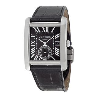 Herren Armbanduhr Cartier W5330004 Tank Mc Automatik Schwarzes Leder Armband Bild