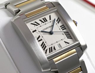 Cartier W51005q4 Tank Francaise Gross Armbanduhr Herren 18k Gelbgold/stahl Uhr Bild