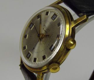 Poljot 18 Jewels Weckeruhr Vergoldete Ussr Russische Uhr Ca.  1970 Sammlerstück Bild