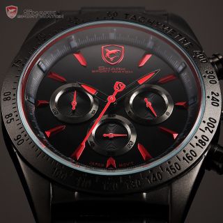 Shark Herrenuhr Quarzuhr Analog 6 Zeiger Gummi/leder Armband Uhr 6 Modelle D Bild