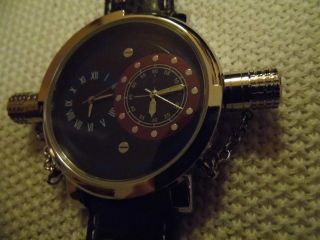 Herren Armbanduhr,  Jay Baxter,  Echt Leder Armband Braun,  Dual Uhrzeit Bild