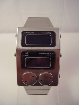 Heuer Chronosplit Split Lap Unit 77 Ford Rs Digital Uhr Armbanduhr Watch 70er Bild