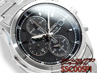 Herren Solar Chronograph Seiko Armbanduhr Alarmfunktion Ssc005p1 Bild