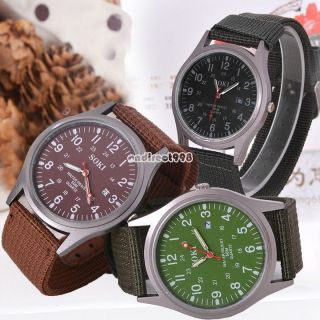 Herrenuhr Datum Quarz Canvas Armband Military Uhr Sportuhr Armbanduhr Spangenuhr Bild