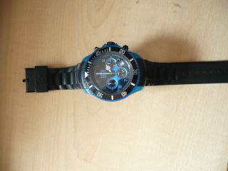 Originale Ice Watch Blau Groß Mit Stoppuhr Und Datumsanzeige Bild