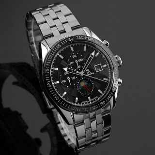 D Herrenuhr Automatik Uhr Silbern Edelstahl Armband Uhr Wm378 / Ik Bild