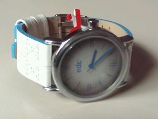 Edc By Esprit Uhr Damenuhr Weiß - Blau Uvp 45,  90€ Ungetragen Lederband Bild