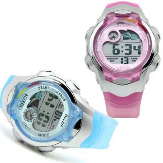 Pink&hellblau Digital Kinder Armbanduhr Taschenuhr Sportuhr Led Lcd Licht Watch Bild