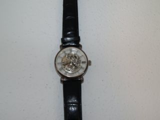 Gaddy ' S Silber - Skellet Armbanduhr Mit Lederband Bild