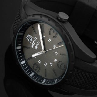 D Fliegeruhr Armband Herren Uhr Schwarz / Military Royale™ Mr073 Bild