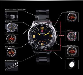 Shark Led Digital Uhr Quarzuhr Herren Sportuhr Nickel Schwarz Armbanduhr Watch Bild