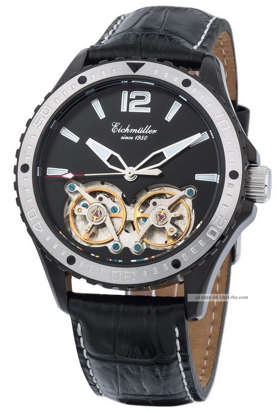 Elegante EichmÜller Automatikuhr 7860 Herrenuhr Business Uhr 2 X Unruh Ip Black Armbanduhren Bild