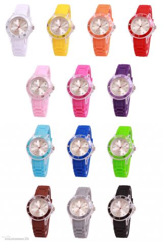 Sv24 Watch Silikon Uhr Armbanduhr Damen Herren Kinder Uhren Sport Trend Farbwahl Bild