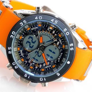 Herren Vive Armband Uhr Silikonband Orange Watch Analog Digital Quarz 103 Bild