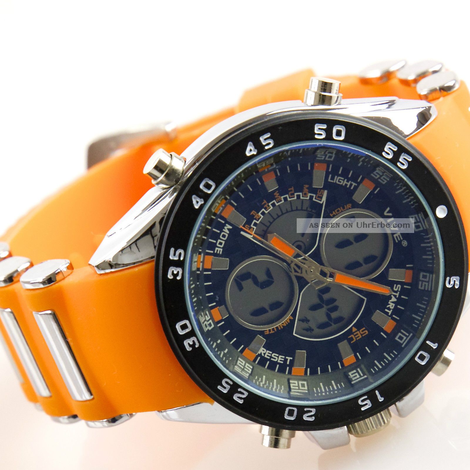 Herren Vive Armband Uhr Silikonband Orange Watch Analog Digital Quarz 103