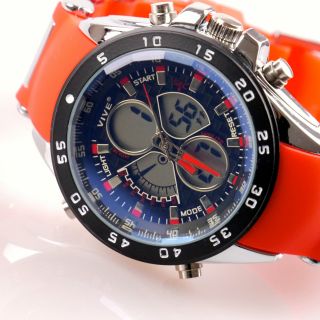 Herren Vive Armband Uhr Silikonband Rot Watch Analog Digital Quarz 105 Bild