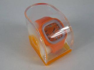 Silikonuhr Silikon Armbanduhr Round & Square Orange In Pvc Box Uhr Unisex Bild