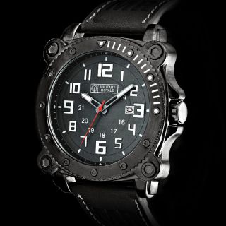 D Fliegeruhr Herrenuhr Leder Armband Quarz Uhr / Military Royale™ Mr081 Bild