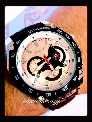 Herrenuhr Uhr Leder Geschenk Watch Sportuhr Herrenuhr Analog Quarz Armbanduhr Bild