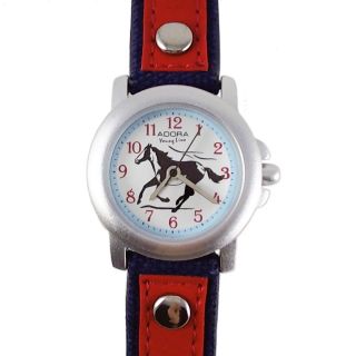 Kinderuhr Blau Rot Pferd Lederarmband Nylon Armbanduhr Citizen Miyota Werk Bild