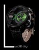 Animoo Quartz Herren Uhr Echt Leder Armband Designer Mega Xxl Dualtimer Grün Armbanduhren Bild 1