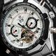 Herren Edelstahl Schwarz Weiß Silber Mode Skelett Armbanduhr Mechanisch Armbanduhren Bild 2
