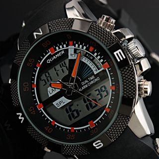 Herren Sport Digital Analog Alarm Gummi Quartz Herren Mode Armbanduhr Bild