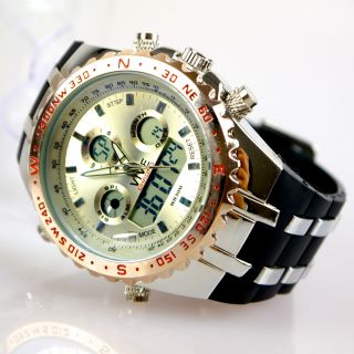 Herren Vive Armband Uhr Hartplastik Schwarz Watch Analog Digital Quarz Bild