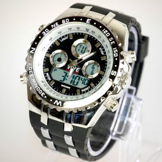 Herren Vive Armband Uhr Hartplastik Schwarz Watch Analog Digital Quarz 2 Bild