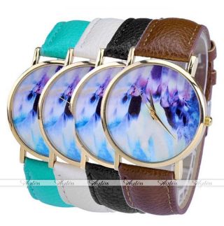 Jy Lässig Pu Leder Uhrarmband Magische Muster Quarzuhr Gold Gehöuse Armbanduhr Bild