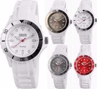 Qbos Damenuhr Armbanduhr Damen Uhr Unisexuhr Mit Silikonband Weiß Rot Grau Bild