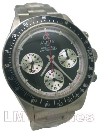 Alpha Uhr Daytona Paul Newman Mechanisch Chronograph Schwarz Gb Bild