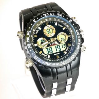 Herren Vive Armband Uhr Hartplastik Schwarz Watch Analog Digital Quarz Bild