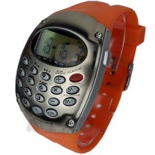 Digitale Uhr Mit Taschenrechner Armbanduhr Orange Bild