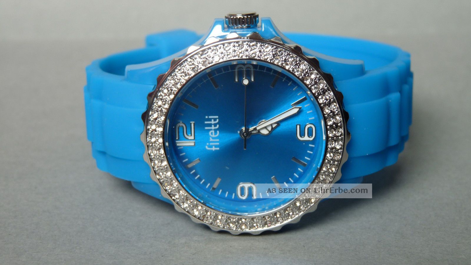 Firetti - Damen Silikon Uhr,  Glaskristallen - Türkis Blau - Wasserdicht - Armbanduhren Bild